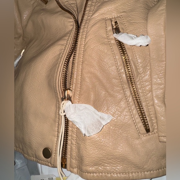 Blank NYC Blank NYC-Natural Vegan Leather Moto Jacket Light beige Small NWT - Picture 5 of 8
